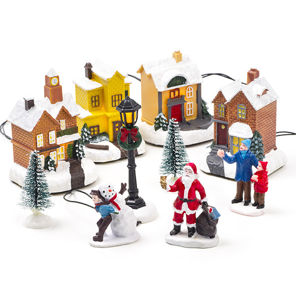 PerfectLED Kerstdorp accessoire | PerfectLED (Set van 10, Led, Batterijen, Klein kerstdorpje) ABG102030 K151000827 - 1