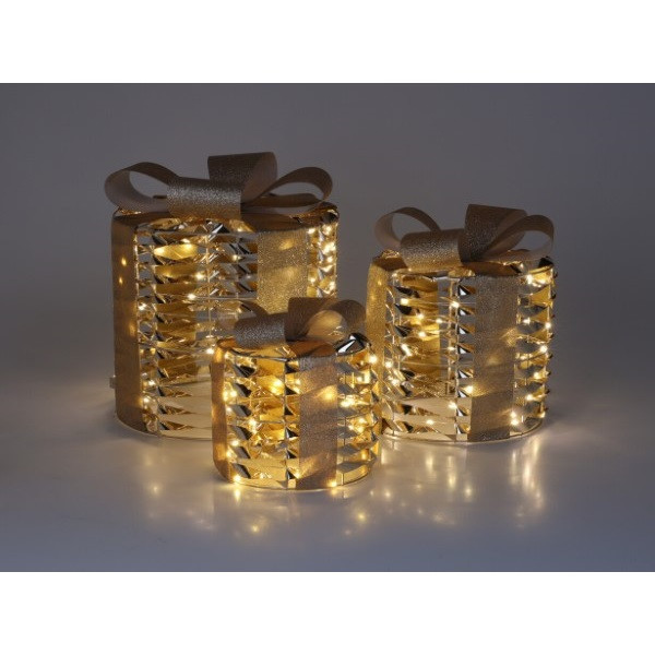 PerfectLED Kerstfiguur cadeaus | PerfectLED | 17, 23 en 30 cm | 3 stuks (Led, Timer, Binnen, Goud) AMZ112290 K151000778 - 1