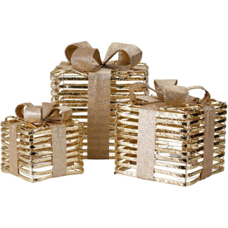 PerfectLED Kerstfiguur cadeaus | PerfectLED | 17, 23 en 30 cm | 3 stuks (Led, Timer, Binnen, Goud) AMZ141610 K151002165 - 1