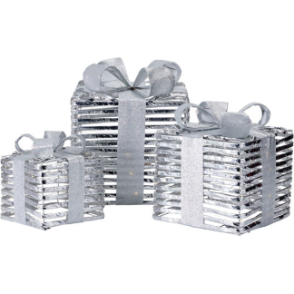 PerfectLED Kerstfiguur cadeaus | PerfectLED | 17, 23 en 30 cm | 3 stuks (Led, Timer, Binnen, Zilver) AMZ141810 K151002166 - 1