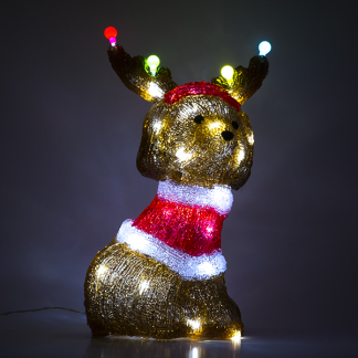PerfectLED Kerstfiguur hond met gewei | PerfectLED | 22 x 15.5 x 35 centimeter (Acryl, Timer, Helder wit, Binnen/Buiten) AMC000020 K151000771 - 2