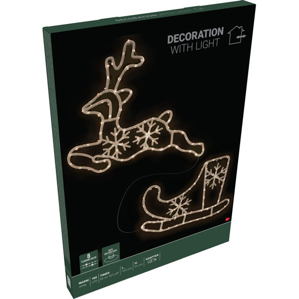 PerfectLED Kerstfiguur rendier met slee | PerfectLED | 130 x 51 cm (180 leds, Timer, Binnen/Buiten) AVX101100 K151002205 - 4
