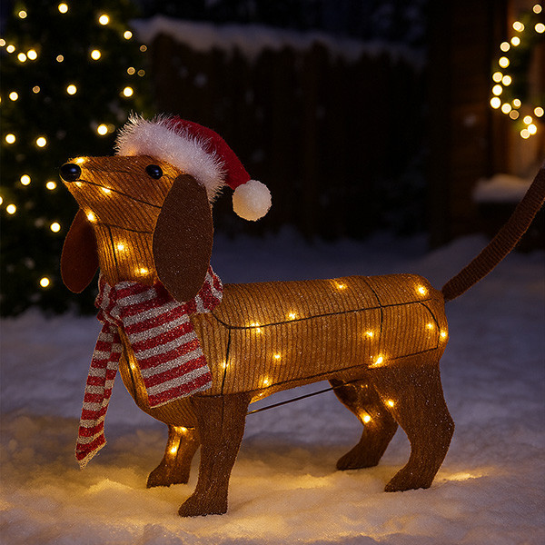 PerfectLED Kerstfiguur teckel | PerfectLED | 70 x 14 x 43 cm (40 leds, Warm wit, Batterijen, Binnen/Buiten) AMZ130090 K151001026 - 5