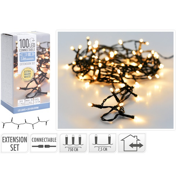 PerfectLED Koppelbare kerstverlichting | Kerstlampjes | 7.5 meter | PerfectLED (100 leds, Binnen/Buiten, Extra warm wit) AX8439910 K150302020 - 4