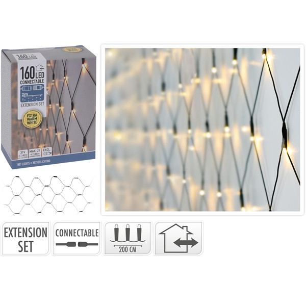 PerfectLED Koppelbare kerstverlichting | Net | 2 x 1 meter | PerfectLED (160 leds, Binnen/Buiten, Extra warm wit) AX8439920 K150302506 - 4