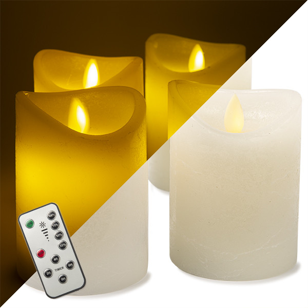 veiligheid grond uitdrukking LED kaarsen multi action | 4 stuks (Bewegende vlam, Timer, Dimbaar)  PerfectLED Kabelshop.nl