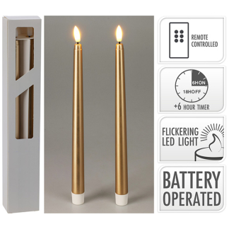 PerfectLED Led dinerkaars | PerfectLED | 27 cm | 2 stuks (Bewegende vlam, Timer, Goud) AX5441350 K151000975 - 2