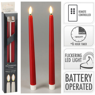 PerfectLED Led dinerkaars | PerfectLED | 27 cm | 2 stuks (Bewegende vlam, Timer, Rood) AX5441250 K151000974 - 6