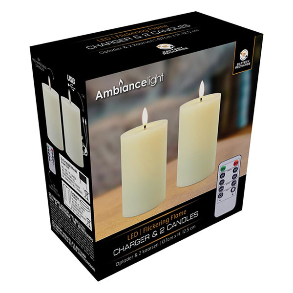 PerfectLED Led kaars | PerfectLED | 2 stuks (Bewegende vlam, Oplaadbaar, Warm wit licht, Wit) AX5444410 K151002236 - 2