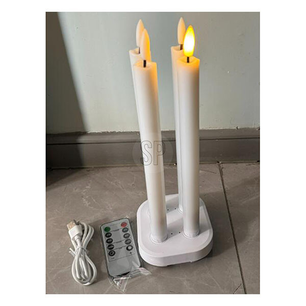 PerfectLED Led kaars | PerfectLED | 4 stuks (Bewegende vlam, Oplaadbaar, Afstandsbediening, Warm wit licht, Wit) AX5393020 K151002223 - 4