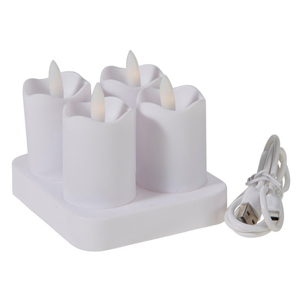 PerfectLED Led kaars | PerfectLED | 4 stuks (Bewegende vlam, Oplaadbaar, Wit) AX5393010 K151002222 - 1