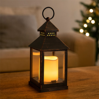 PerfectLED Led lantaarn met kaars | PerfectLED | 23 cm (Timer, Batterij, Binnen/Buiten, Koper) ANX000120 K151001006 - 2