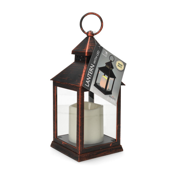 PerfectLED Led lantaarn met kaars | PerfectLED | 23 cm (Timer, Batterij, Binnen/Buiten, Koper) ANX000120 K151001006 - 5