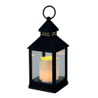 Led lantaarn met kaars | PerfectLED | 23 cm (Timer, Batterij, Binnen/Buiten, Zwart)