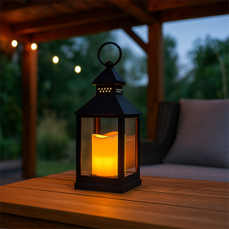 PerfectLED Led lantaarn met kaars | PerfectLED | 23 cm (Timer, Batterij, Binnen/Buiten, Zwart) ANX000110 K151001007 - 2
