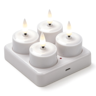 PerfectLED Led waxinelichtje | PerfectLED | 4 stuks (Bewegende vlam, Oplaadbaar, Inclusief oplaadstation, Wit) XX8114170 K151000855 - 3