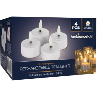 PerfectLED Led waxinelichtje | PerfectLED | 4 stuks (Bewegende vlam, Oplaadbaar, wit) XX8114160 K151000854 - 2