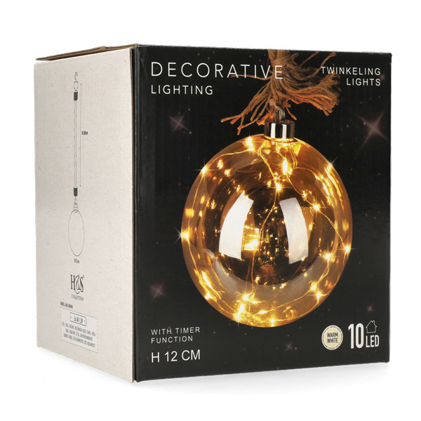 PerfectLED Lichtbol kerst | PerfectLED | Ø 12 cm (10 leds, Batterijen, Twinkelend, Timer, Bruin, Binnen) AAB200040 K151001003 - 5