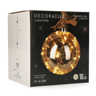 PerfectLED Lichtbol kerst | PerfectLED | Ø 12 cm (10 leds, Batterijen, Twinkelend, Timer, Bruin, Binnen) AAB200040 K151001003 - 5
