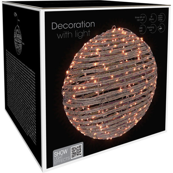 PerfectLED Lichtbol kerst | PerfectLED | Ø 25 cm (300 leds, Timer, Warm wit, Kunststof/ijzer, Binnen/Buiten, Bruin) AMZ202220 K151002184 - 2