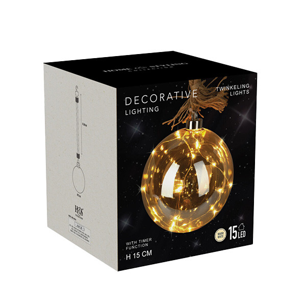 PerfectLED Lichtbol kerst | PerfectLED | 15 cm (10 leds, Batterijen, Timer, Bruin, Binnen) AAB200050 K151001004 - 5
