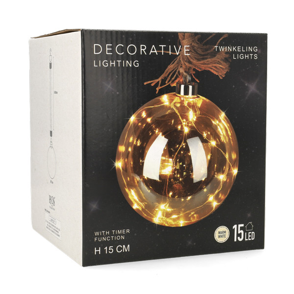 PerfectLED Lichtbol kerst | PerfectLED | 15 cm (10 leds, Batterijen, Timer, Bruin, Binnen) AAB200050 K151001004 - 6