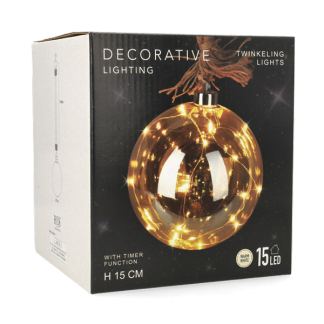 PerfectLED Lichtbol kerst | PerfectLED | 15 cm (10 leds, Batterijen, Timer, Bruin, Binnen) AAB200050 K151001004 - 6