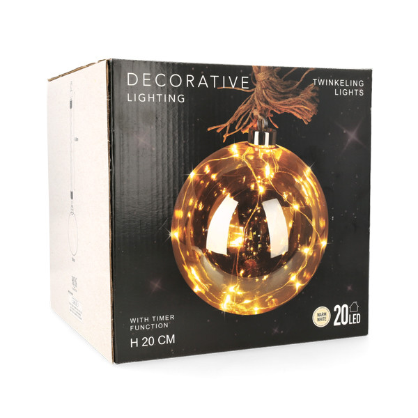 PerfectLED Lichtbol kerst | PerfectLED | 20 cm (20 leds, Batterijen, Timer, Bruin, Binnen) AAB200060 K151001005 - 6