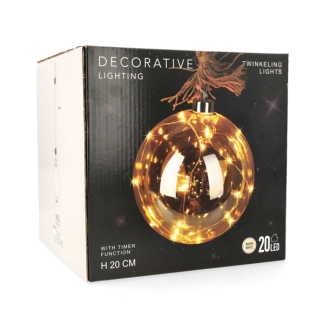 PerfectLED Lichtbol kerst | PerfectLED | 20 cm (20 leds, Batterijen, Timer, Bruin, Binnen) AAB200060 K151001005 - 6