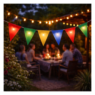 PerfectLED Lichtslinger vlaggenlijn | PerfectLED | 5 meter (10 leds, Batterijen, Gekleurd) 109500680 K170106018 - 8