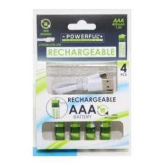 PerfectLED Oplaadbare AAA batterijen | PerfectLED | 4 stuks (Lithium-ion, USB C, 1.5 V, 400 mAh) C31250020 K170103363