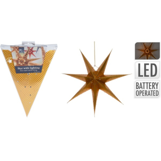 PerfectLED Papieren kerstster | Ø 60 cm (7-punts, Batterijen, Geperforeerd, Binnen, Goud) ACS202000 K150303830 - 