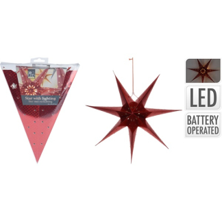 PerfectLED Papieren kerstster | Ø 60 cm (7-punts, Batterijen, Geperforeerd, Binnen, Rood) ACS202020 K150303832 - 