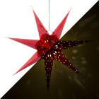 Papieren kerstster | PerfectLED | Ø 60 cm (7-punts, Batterijen, Geperforeerd, Binnen, Rood)