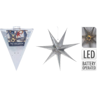 PerfectLED Papieren kerstster | PerfectLED |  Ø 60 cm (7-punts, Batterijen, Geperforeerd, Binnen, Zilver) ACS202010 K150303831 - 4