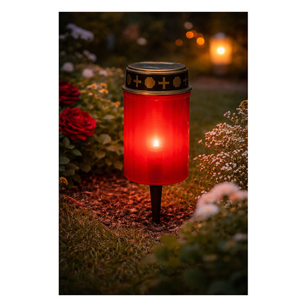 PerfectLED Solar grafkaars | PerfectLED | Ø 6.5 x 12 cm (Bewegende vlam, Rood) DX9300890 K170105996 - 3