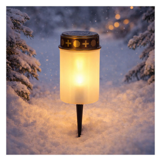 PerfectLED Solar grafkaars | PerfectLED | Ø 6.5 x 12 cm (Bewegende vlam, Wit) DX9301140 K170105997 - 2