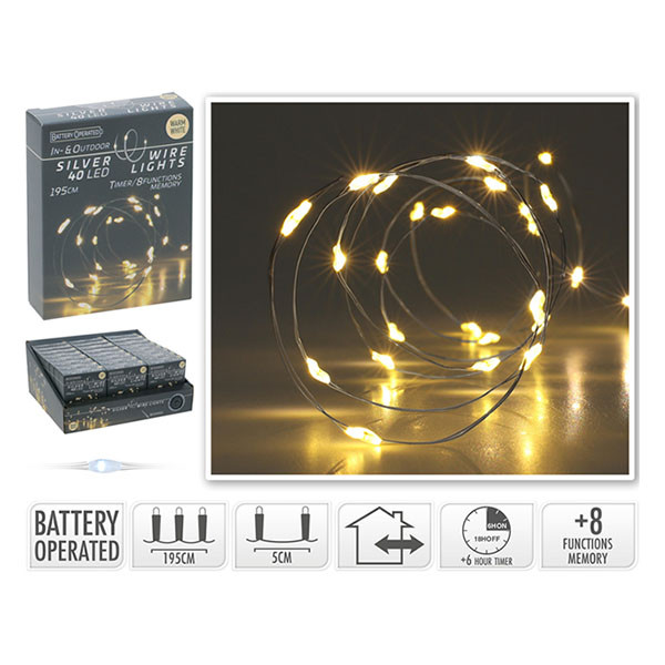 PerfectLED Standaard kerstverlichting | 1.95 meter | PerfectLED (40 leds, Batterijen, Timer, 8 lichtfuncties, Binnen/Buiten, Warm wit) AX9731710 K151002245 - 3