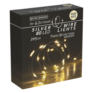 PerfectLED Standaard kerstverlichting | 3.95 meter | PerfectLED (80 leds, Batterijen, Timer, 8 lichtfuncties, Binnen/Buiten, Warm wit) AX9731720 K151002246 - 1