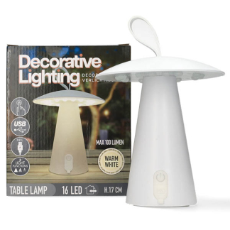 PerfectLED Tafellamp buiten | PerfectLED | Ø 15 x 17 cm (Led, Warm wit, Oplaadbaar, Kunststof, Handvat, 16 leds, USB C, Wit) AF5000820 K170105244 - 4