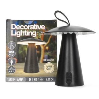 PerfectLED Tafellamp buiten | PerfectLED | Ø 15 x 17 cm (Led, Warm wit, Oplaadbaar, Kunststof, Handvat, 16 leds, USB C, Zwart) AF5000830 K170105245 - 4