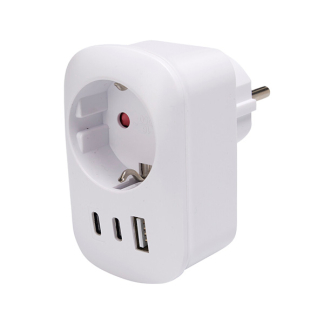 PerfectLED Verloopstekker | PerfectLED (Vierweg, 16 A, USB A, USB C, Wit) KT1000290 K151001009