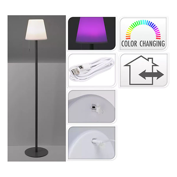 PerfectLED Vloerlamp buiten | PerfectLED | 106 cm (Led, Color switch, Oplaadbaar, USB C, Binnen/buiten, Zwart) LG2000120 K170105287 - 2