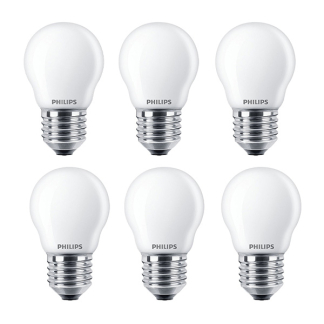 Ledlamp E27 | Kogel | Philips | 6 stuks (4.3W, 470lm, 2700K)