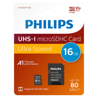 Philips Micro SDHC kaart met adapter | Philips | 16 GB (Class 10) FM16MP45B/00 K170302166 - 2