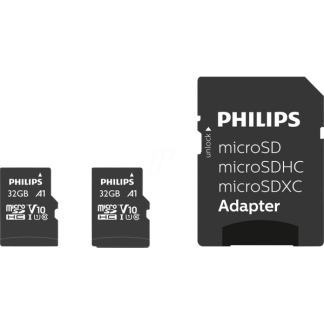 Philips Micro SDHC kaart met adapter | Philips | 32 GB (Class 10, 2 stuks) PHMSDA32GUHSIU1P2 K170302199