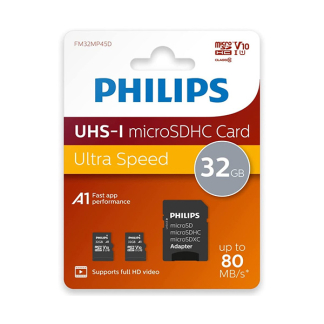 Philips Micro SDHC kaart met adapter | Philips | 32 GB (Class 10, 2 stuks) PHMSDA32GUHSIU1P2 K170302199 - 2