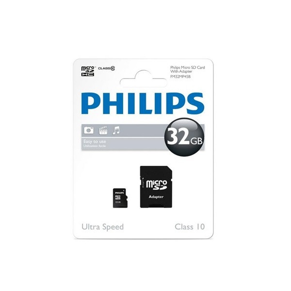 Philips Micro SDHC kaart met adapter | Philips | 32 GB (Class 10) FM32MP45B/10 K170301101 - 2