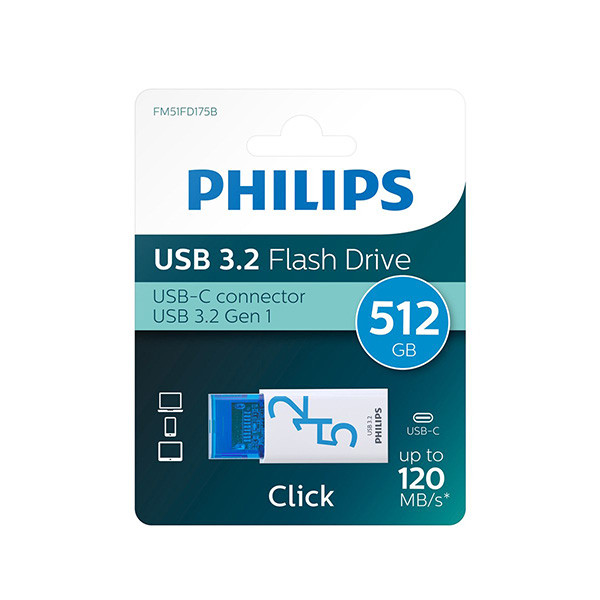 Philips USB stick | Philips Click | 512 GB (USB C, USB 3.2) FM51FD175B/00 K170302182 - 4