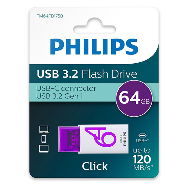 Philips USB stick | Philips Click | 64 GB (USB C, USB 3.2) FM64FD175B/00 K170302179 - 4